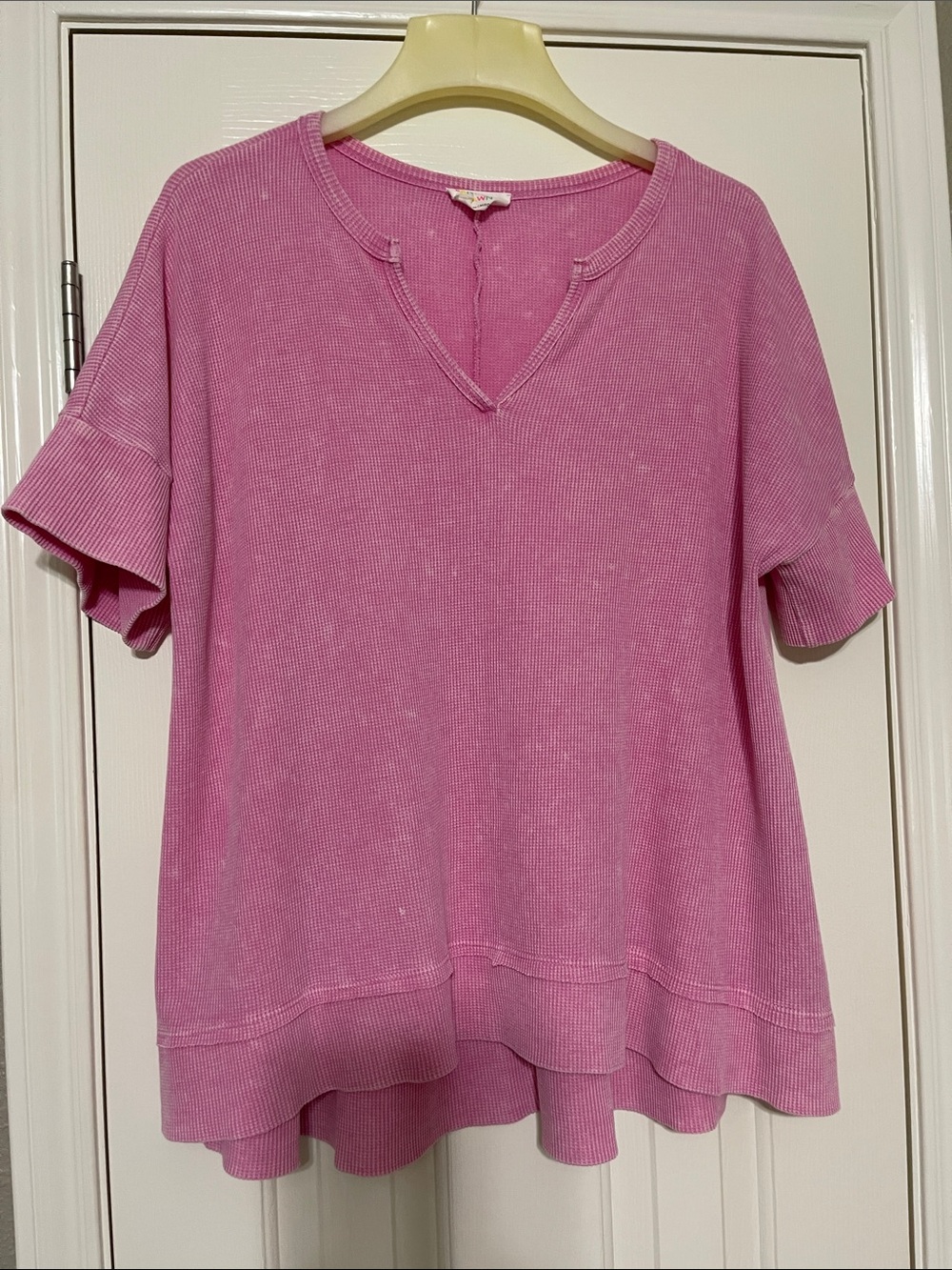 Fantastic Pink Short-Sleeve V-Notch Thermal Top